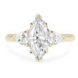 2ct Marquise Diamond Engagement Ring Heart Accent Trilogy 14k Yellow Gold Finish