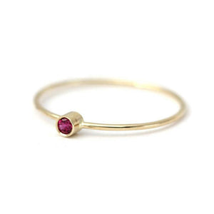 0.15ct Round Cut Pink Ruby Engagement Ring 14k Yellow Gold Finish Minimalist