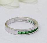 2ct Princess Emerald Wedding Band Channel Set Half Eternity 14k White Gold Over