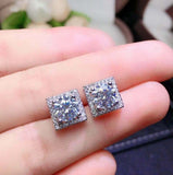 1.5ct Stud Earrings Round Cut Diamond Halo Design 14k White Gold Finish