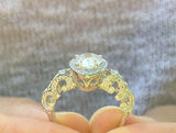 Antique Vintage Halo Engagement Ring 2ct Pear Cut Diamond 14k White Gold Finish