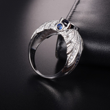 3ct Oval Cut Blue Sapphire Engagement Ring 14k White Gold Over Cocktail Art Deco