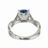 2.7ct Cushion Cut Blue Sapphire Engagement Ring Split Shank 14k WhiteGold Finish