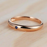 0.1ct Round Cut Blue Sapphire Flush Set Wedding Band Ring 14k Rose Gold Finish