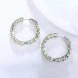 1.5ct Round Simulated Peridot Inside-Out Hoop Earrings 14k White Gold Plated