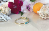 1.2ct Wedding Band Round Cut Blue Turquoise Half Eternity 14k Yellow Gold Finish