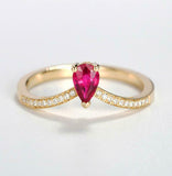 1.4ct Pear Cut Pink Ruby Curved Half Eternity Wedding Band 14k Yellow Gold Over