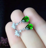 2ct Pear Cut Green Peridot Diamond Stylish Tear Drop Earrings 14k WhiteGold Over