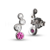 1ct Round Simulated Ruby Bezel Set Journey Stud Earrings 14k White Gold Plated