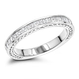 3Ct Princess Cut Diamond Vintage Half Eternity Wedding Band 14K White Gold Over