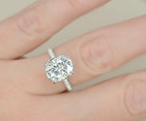 3Ct Oval Cut Diamond Hidden Halo Solitaire Engagement Ring 14K White Gold Finish