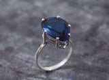 1.3ct Engagement Ring Pear Cut Blue Sapphire Solitaire Women 14k White Gold Over