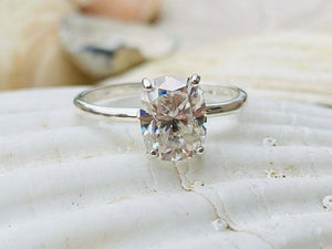 2.5ct Engagement Ring Cushion Cut Diamond Solitaire Design 14k White Gold Finish