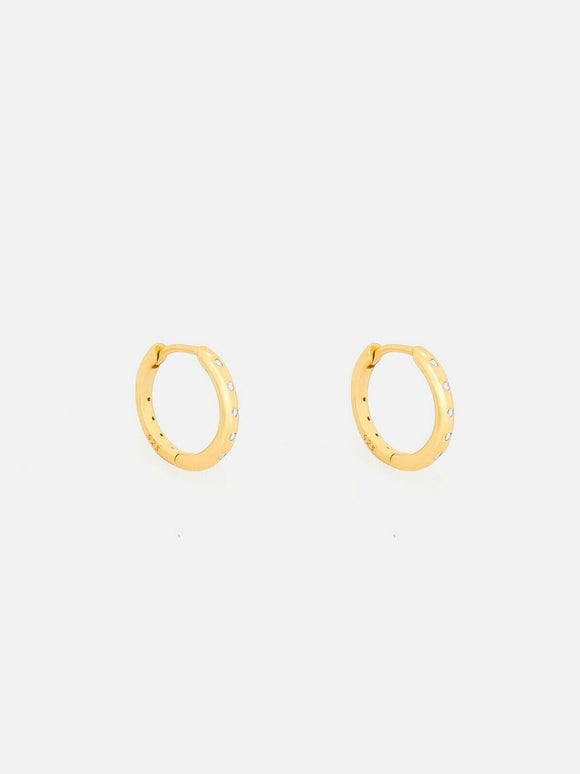 0.6ct Round Cut VVS1D Diamond Five Stone Huggies Earrings 14k Yellow Gold Finish