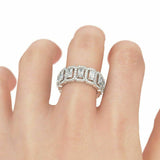 5Ct Radiant Cut DVVS1 Diamond Iced Halo Wedding Band Ring 14K White Gold Finish