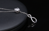 1ct Round Cut Diamond Pendant with Chain Infinity Design 14k White Gold Finish