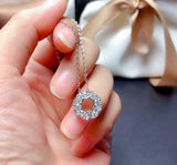 2ct Diamond Pendant Chain Round Cut Brilliant Round Starry 14k White Gold Finish