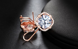 2.5ct Cushion Cut Diamond Halo French Back Stud Earrings 14k Rose Gold Finish