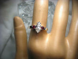 2.1ct Marquise Cut Diamond Trilogy Ring 14k White Gold Finish Ruby Round Accents