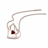 0.5ct Heart Cut Red Garnet Love Valentine Pendant 14k Rose Gold Finish NO CHAIN