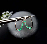 1.5ct Round Cut Green Emerald Hoop Style Drop Earrings 14k White Gold Finish