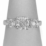 1.5Ct Round Cut Diamond Solitaire Trilogy Engagement Ring 18K White Gold Finish