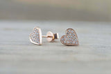 1.2ct Round Cut VVS1D Diamond Cluster Heart Stud Earrings 14k Rose Gold Finish