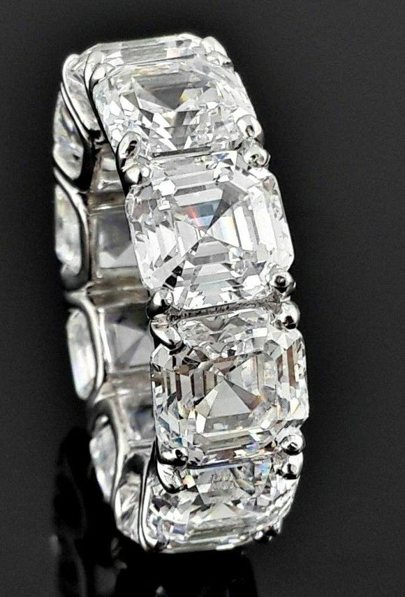 6ct Asscher Cut Diamond Eternity Anniversary Wedding Band 14k White Gold Finish