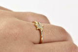 0.3ct Engagement Ring Round Diamond Star Shaped Minimalist 14k Yellow Gold Over