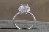 1.7ct Oval Cut Peach Morganite Solitaire Engagement Ring 14k White Gold Finish