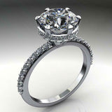 Hidden Halo Engagement Ring 1.5ct Round Cut VVS1D Diamond 14k White Gold Finish