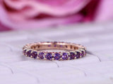 1.5ct Round Cut Amethyst Wedding Band Eternity Anniversary 14k Rose Gold Finish