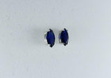 1.4ct Stud Earrings Marquise Cut Blue Sapphire Solitaire 14k White Gold Finish