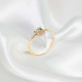 0.3ct Princess Diamond Engagement Ring Cluster Minimalist 14k Yellow Gold Finish