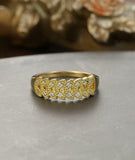 Milgrain Leaf Stackable Wedding Band 1ct Round Cut Diamond 14k YellowGold Finish