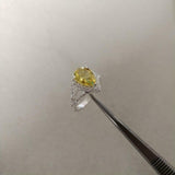 2ct Engagement Ring Pear Cut Yellow Sapphire Split Shank Halo 14k WhiteGold Over