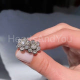 1ct Round Cut Moissanite Flower Stud Earrings For Women 14k White Gold Plated