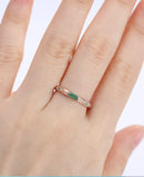 1.1ct Baguette Cut Green Emerald Minimalist Engagement Ring 14k Rose Gold Finish