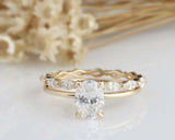 1.5ct Oval Cut Diamond Engagement Ring Bridal Wedding Set 14k Yellow Gold Finish