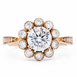 1.4ct Round Diamond Engagement Ring Solitaire with Accent Halo 14k RoseGold Over