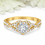 3.5Ct Heart Cut Diamond Split Band Halo Engagement Ring 14K Yellow Gold Finish