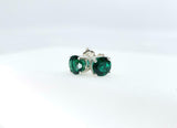 0.5ct Stud Earrings Round Cut Green Emerald Solitaire Design 14k White Gold Over