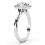 1.5ct Cushion Cut VVS1D Diamond Halo Engagement Ring 14k White Gold Finish