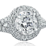 1.77ct Round Diamond Engagement Ring Split Shank Dual Halo 14k White Gold Finish