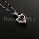 1ct Heart Simulated Amethyst Solitaire Pendant 14k White Gold Plated NO CHAIN