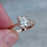 2ct Oval Cut Diamond Engagement Ring 4 Prong Solitaire Women 14k RoseGold Finish