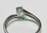 2ct Engagement Ring Round Cut Green Emerald Two Stone Bypass 14k White Gold Over