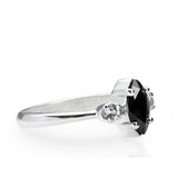 1.1ct Marquise Cut Black Diamond Trilogy Engagement Ring 14k White Gold Finish