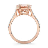 2ct Heart Cut Peach Morganite Engagement Ring 14k Rose Gold Over Diamond Accents