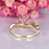 2ct Emerald Cut Morganite Engagement Ring Diamond Accents 14k Yellow Gold Finish